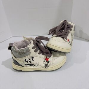 Zara x Minnie Mouse Sneakers Kids Size 23 (7 Toddler) Cream Leather Pink Lined